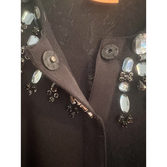 Tory Burch Womens Jeweled Collar Cardigan Gorgeous Black large L - Picture 4 of 6